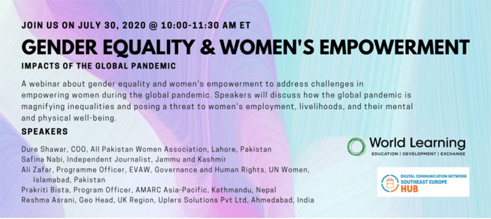 Webinar Announcement: “Gender Equality & Women’s Empowerment”