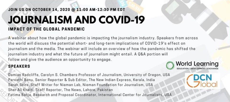 Webinar Announcement: “Journalism and COVID-19: Impact of the Global Pandemic”